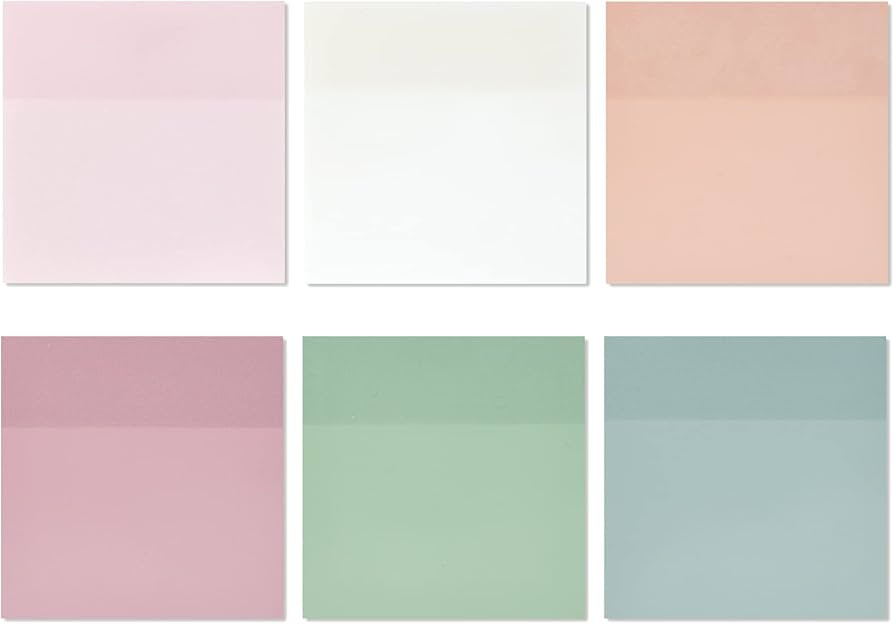 EOOUT 300 Sheets Pastel Transparent Sticky Notes, 6 Pads, 3x3 Inch, 6 Colors Clear Self-Sticky No... | Amazon (US)