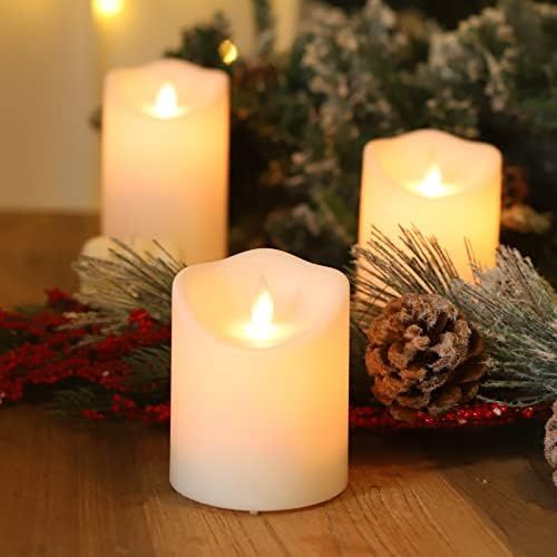 Fmix Flameless Candles, Battery Operated Candles with Remote and 6 Batteries, 3Pcs Ivory Flickeri... | Amazon (US)