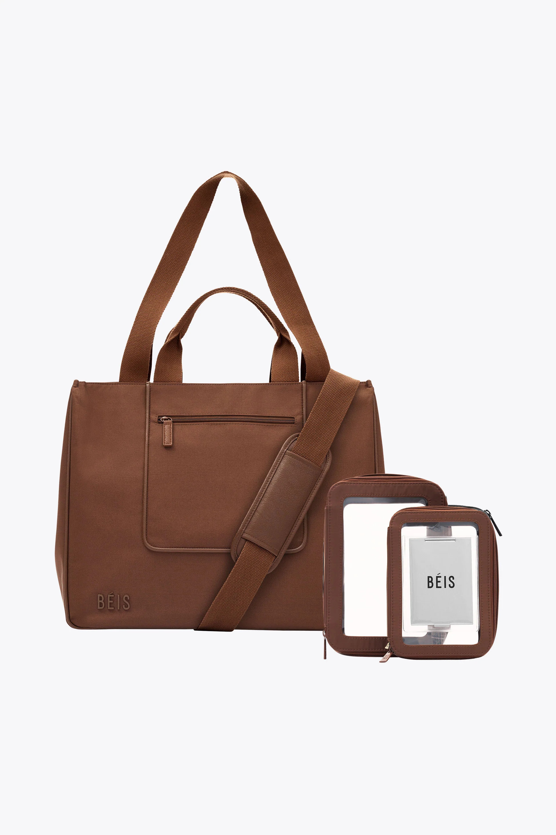 BÉIS 'The Everyday Carry Set' in Maple - East to West Tote Bag & In-Flight Cosmetic Case Set | BEIS