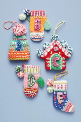 Bundled-Up Monogram Ornament | Anthropologie (US)