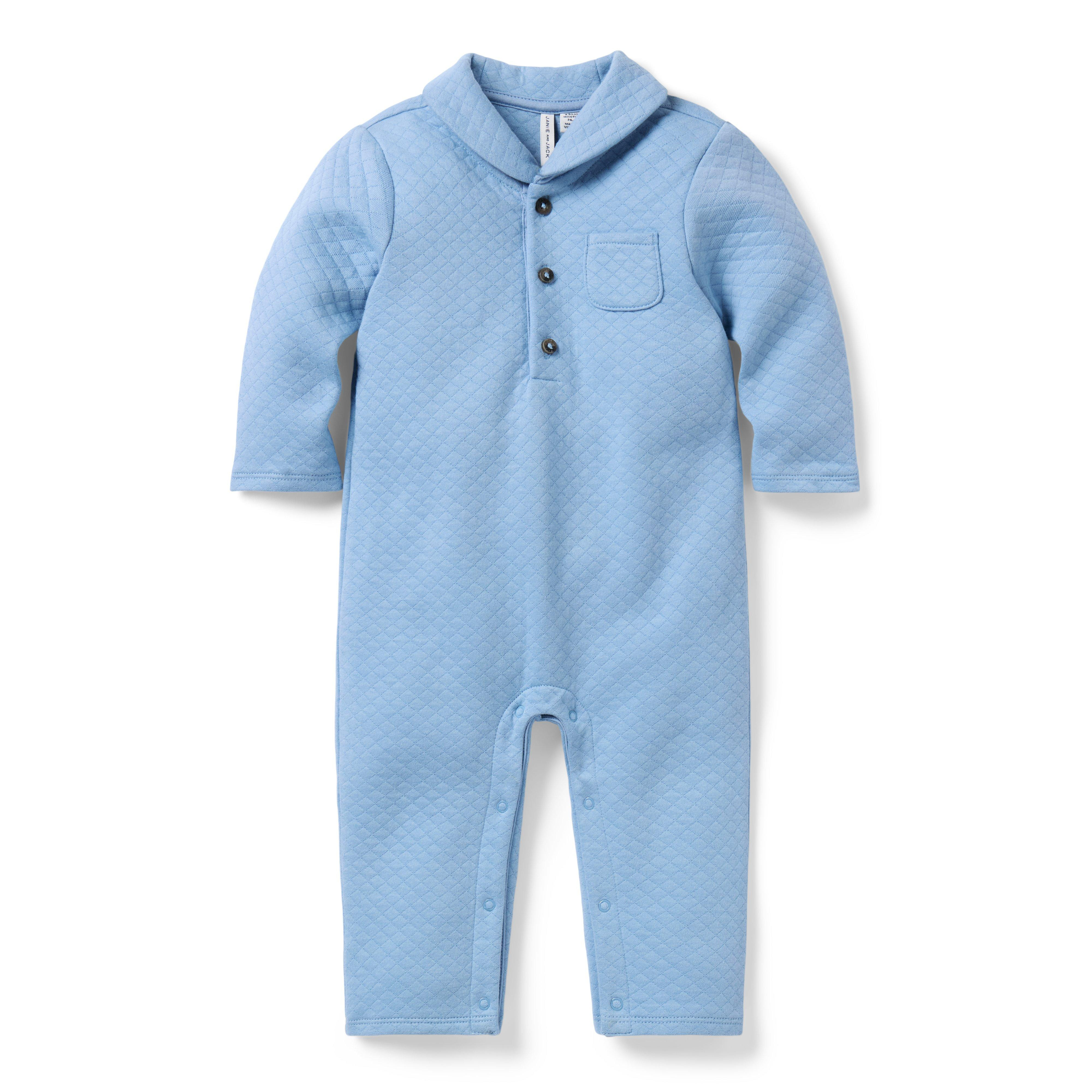 Janie and Jack | Baby Quilted Shawl Collar One-Piece - Blue / 18-24m | Janie and Jack