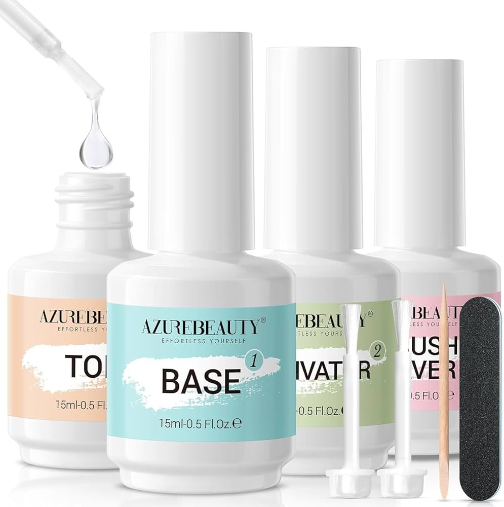 AZUREBEAUTY Dip Powder Liquid Set 15ml/0.5oz 8 Pcs Dipping Base Activator and Top Coat Brush Save... | Amazon (US)
