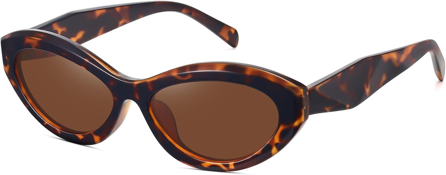 Retro Small Oval Polarized Sunglasses for Women Trendy Cat Eye Sun Glasses Vintage FZN816 | Amazon (US)