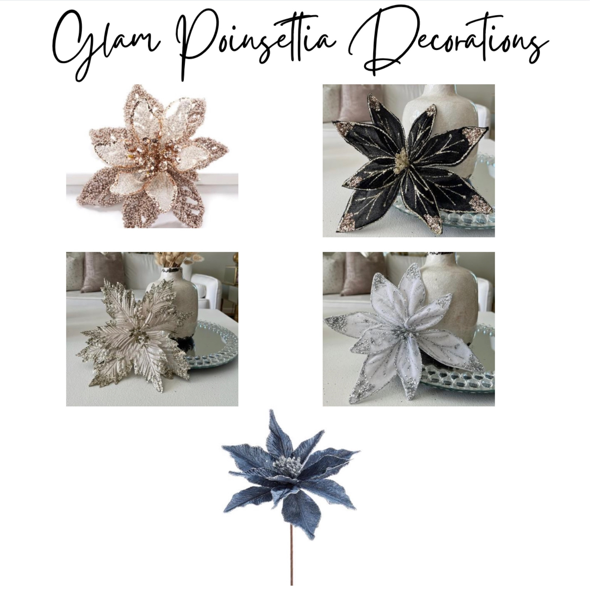 Glam Christmas Poinsettia Decorations! #etsy #etsyfinds #holidayshopping #holidaydecorating 

#LTKSeasonal #LTKhome #LTKHoliday