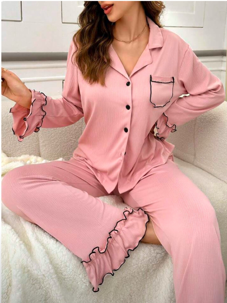 Pink frilly pajamas #shein #pajamas #buttonup #sheinpajamas #giftspo 

#LTKStyleTip #LTKFindsUnder50 #LTKBeauty