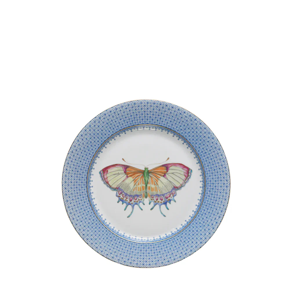 Lace Butterfly Accent Plate, Cornflower | Blue Print