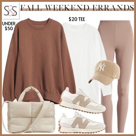 For a comfortable slouchy weekend look, this sweatshirt with leggings and new balance sneakers is perfect for running your  errands this fall.

#LTKover40 #LTKHoliday #LTKfitness