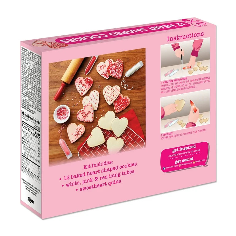 Freshness Guaranteed Vanilla Valentines Heart Shaped Cookie Kit, 15.2 oz | Walmart (US)