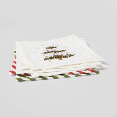 6pk Cotton Icons Embroidered Cocktail Napkins - Threshold™ | Target