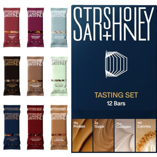 Stars + Honey Protein Bars, Variety Pack, 14-15g Protein, 1-3g Sugar, with Collagen Peptides, Dairy Free, Soy & Gluten Free Snacks for Adults, Keto Friendly, No Seed Oils or Sugar Alcohols, 12 Pack | Amazon (US)