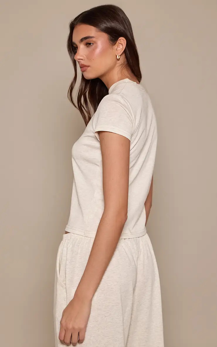 T-Shirts | Grey Soft Textured Relaxed Short Sleeve T-Shirt | PrettyLittleThing | PrettyLittleThing UK