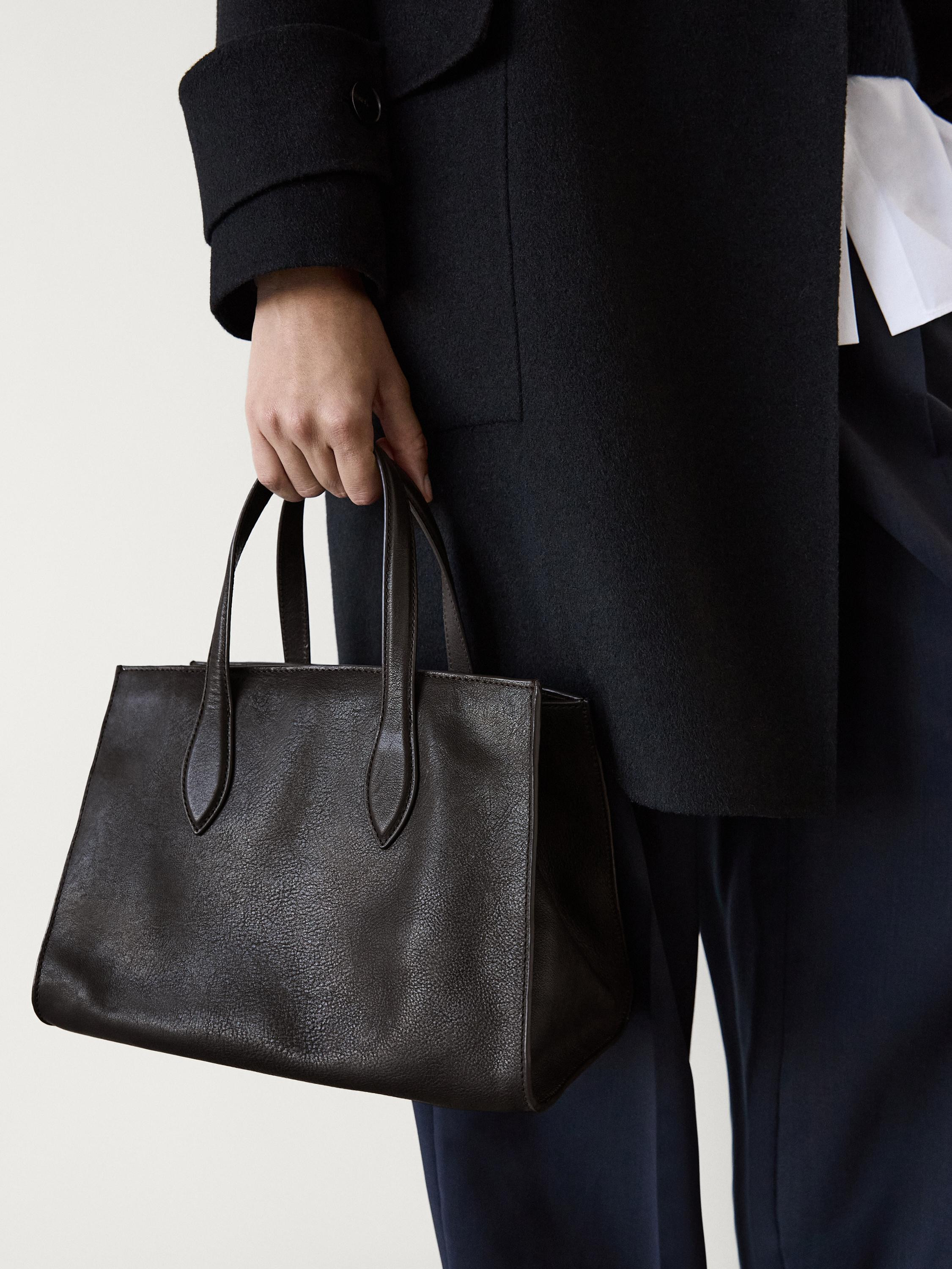 Mid-size nappa leather MD ICON tote bag | Massimo Dutti UK