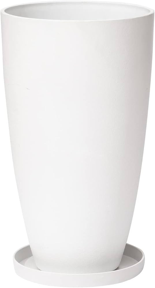LA Jolie Muse 20 inch Round Tall Planter,Indoor/Outdoor White Planter with Drainage Holes and Tra... | Amazon (US)
