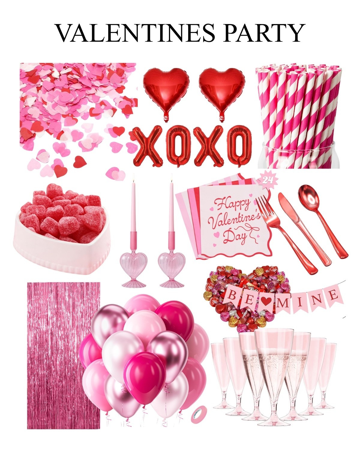 Valentines Day Party Essentials! Everything you need to host a Valentines Day party! Affordable valentines party decor! 