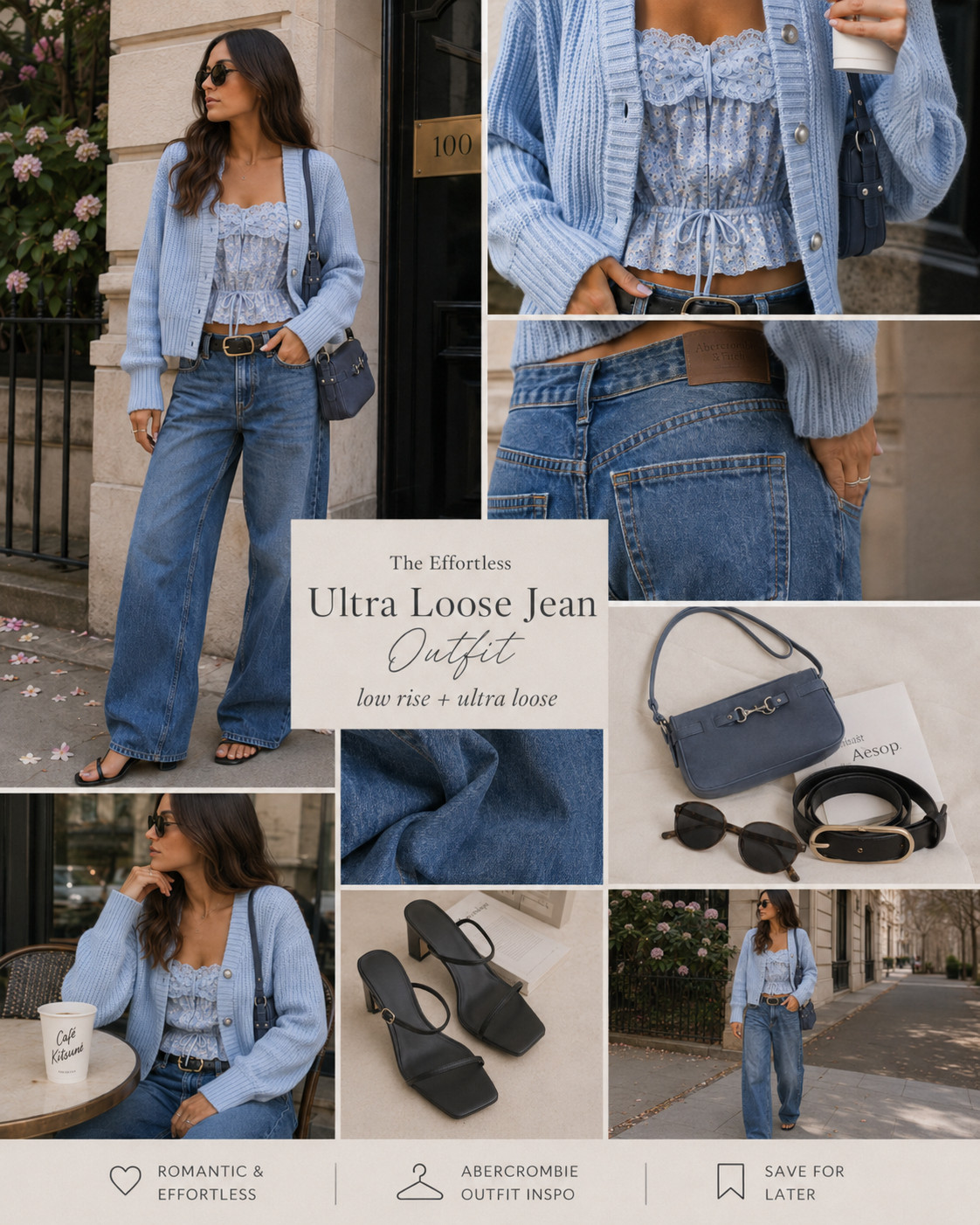 The @abercrombie Low Rise Ultra Loose Jean is giving romantic city style with the perfect effortlessly oversized fit. 🩵👖

These medium-wash Abercrombie jeans sit low on the hips and fall into an ultra-loose, relaxed silhouette that feels cool, comfortable, and completely current. 

The roomy leg creates that laid-back 90s shape, while the structured denim keeps the outfit looking polished instead of overly casual.

Style them with a feminine blue lace corset top, coordinating chunky cardigan, black statement belt, sleek heeled sandals, and a structured blue shoulder bag. 

The soft pastel layers balance the relaxed denim beautifully and give the full outfit an elevated, romantic finish.

Perfect for brunch, coffee dates, shopping, casual dinners, travel, and transitional spring-to-fall outfits. 

Pair the Low Rise Ultra Loose Jeans with fitted tanks, cropped cardigans, bodysuits, oversized button-downs, sneakers, ballet flats, or heels for endless styling options.

These are the statement Abercrombie jeans that make even the prettiest feminine tops feel effortlessly cool.

📌 SAVE this Abercrombie Low Rise Ultra Loose Jean outfit for your next romantic denim look!

Everything is linked! ↓

#LTKActive #LTKSaleAlert #LTKTravel