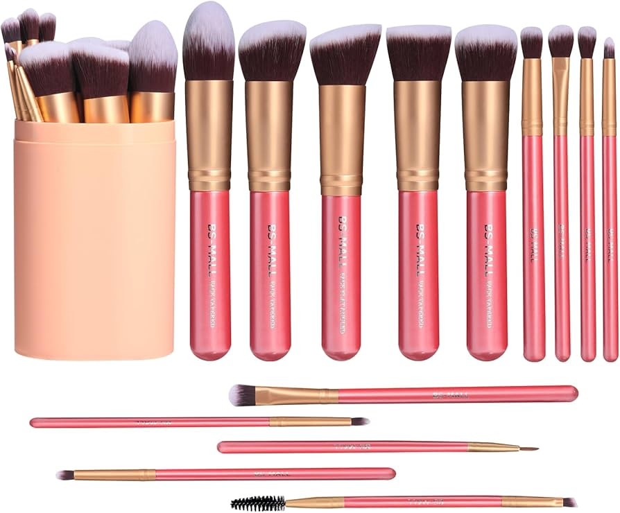 BS-MALL New 14 Pcs Makeup Brushes Premium Synthetic Kabuki Makeup Brush Set Cosmetics Foundation ... | Amazon (US)
