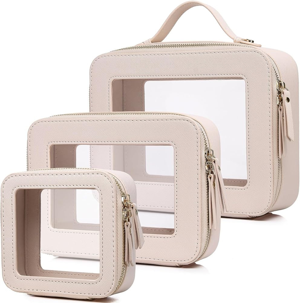Clear Makeup Bag Waterproof Travel Case for Cosmetics and Toiletries Women's Purse Organizer and ... | Amazon (US)