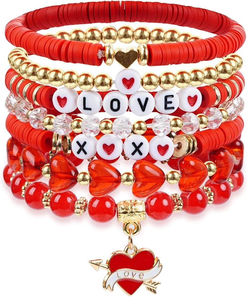 Valentines Day Bracelets Red Love Bracelets for Women Valentines Day Gift for Girlfriend Lover Fa... | Amazon (US)