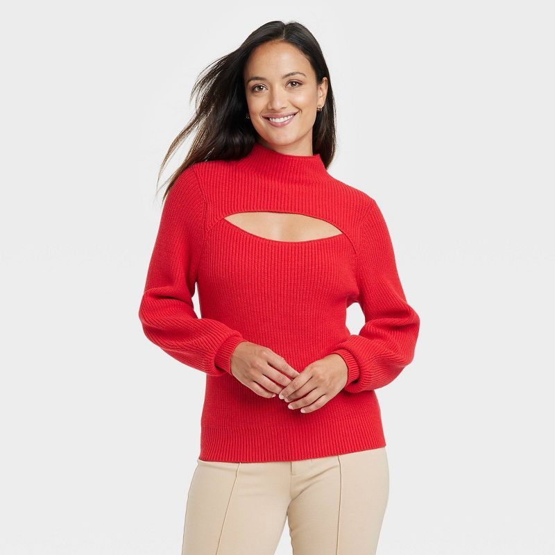 Women's Mock Turtleneck Cut Out Sweater - A New Day™ | Target