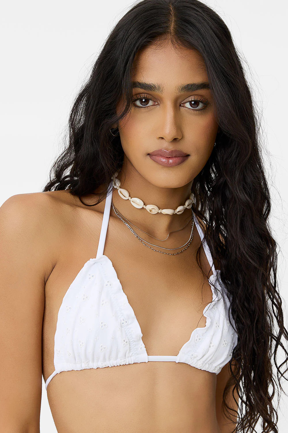 x GIGI HADID Tia Eyelet Triangle Bikini Top - Cherry Pie | Frankies Bikinis