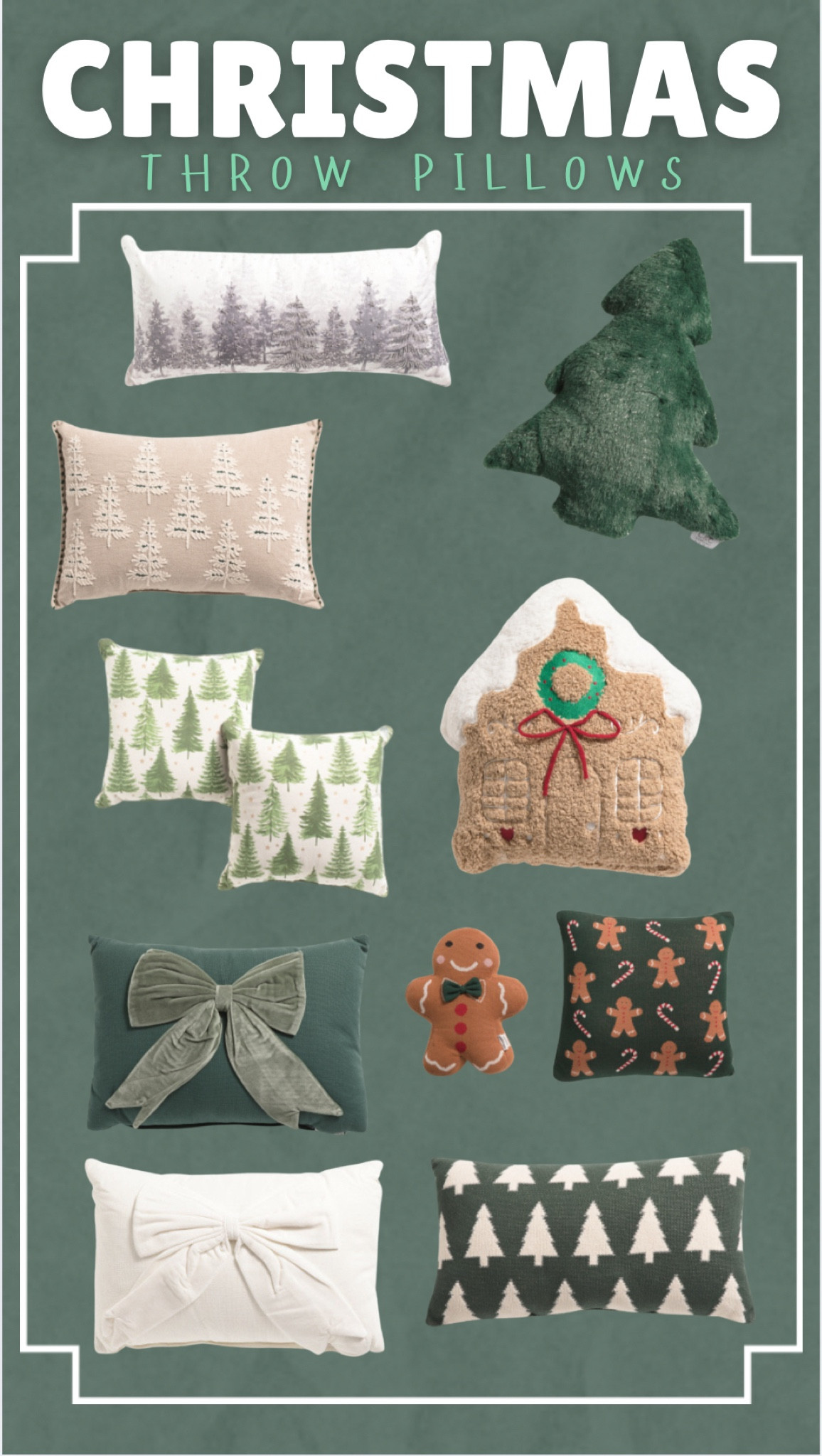 The perfect Christmas throw pillows to add warmth and decor to your home! 


Christmas, pillows, home decor, gingerbread, Christmas trees, bows, throw pillows, accent pillows

#LTKHome #LTKSeasonal