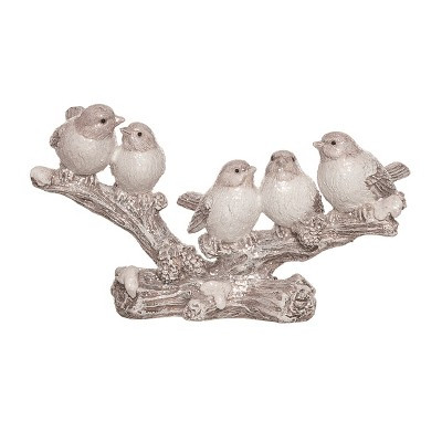 Transpac Resin 10.8 in. Silver Christmas Glitter Winter Bird On Branch Figurine | Target
