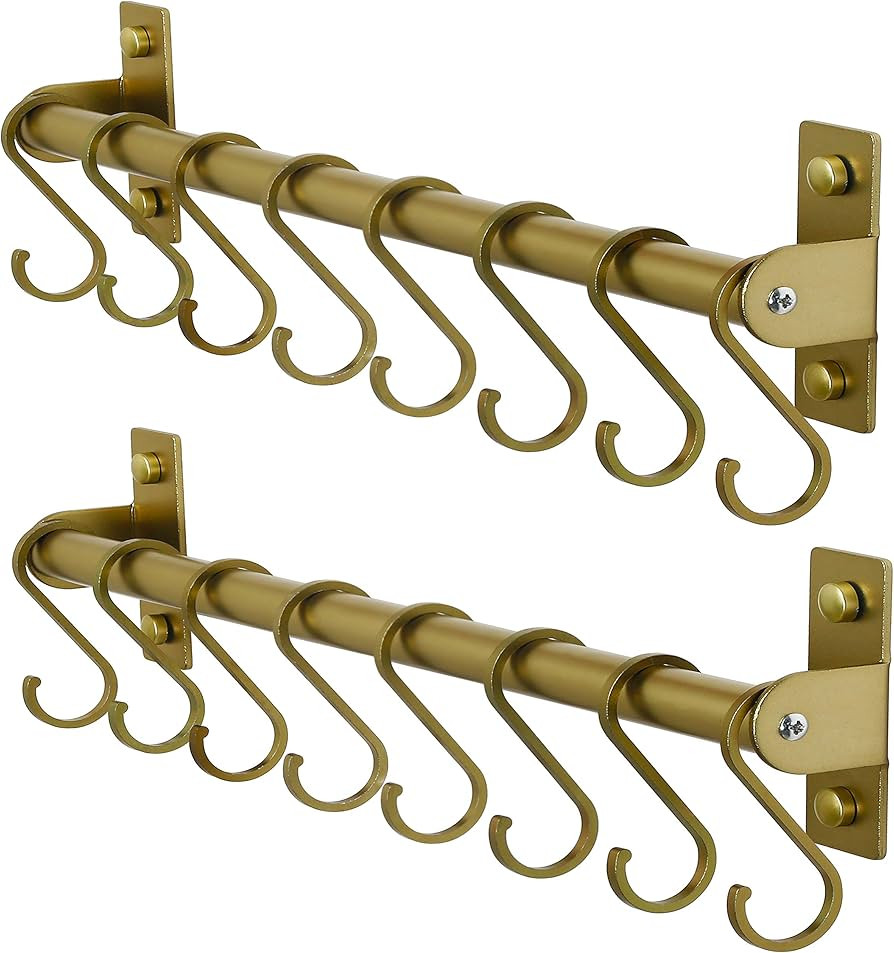 Dseap Pot Rack - Pots and Pans Hanging Rack Rail with 8 Hooks, Pot Hangers for Kitchen, Wall Moun... | Amazon (US)