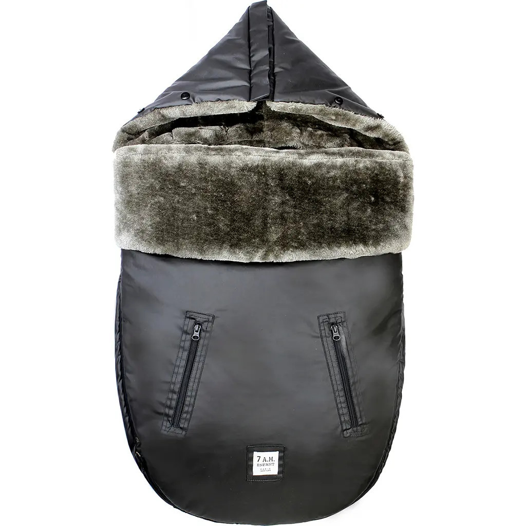 7 A.M. Enfant WaxedPOD Faux Fur Lined Water Repellent Car Seat/Stroller Bunting in Waxed Forest at Nordstrom, Size Medium | Nordstrom