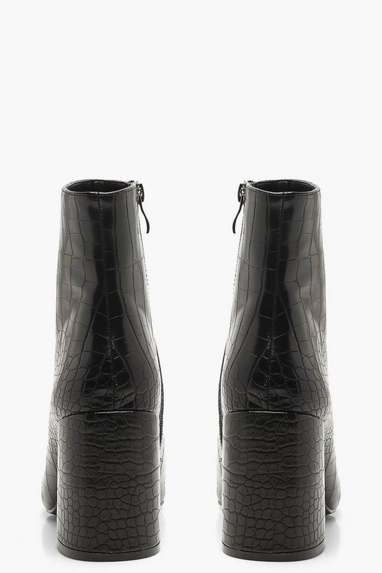 Croc Block Heel Sock Boots | Boohoo.com (US & CA)