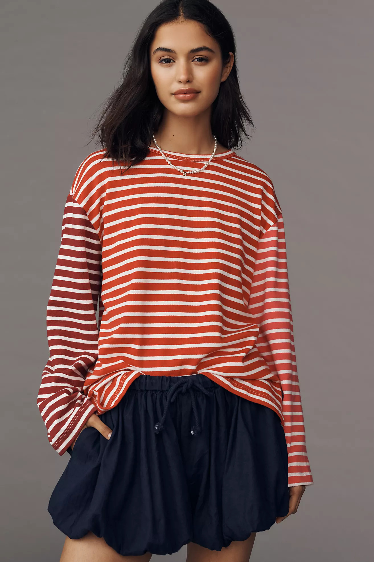 English Factory Long-Sleeve Contrast Striped Top | Anthropologie (US)