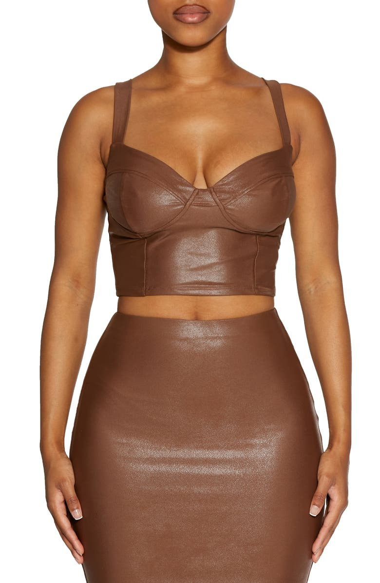 Naked Wardrobe Faux Leather Bustier Crop Top | Nordstrom | Nordstrom