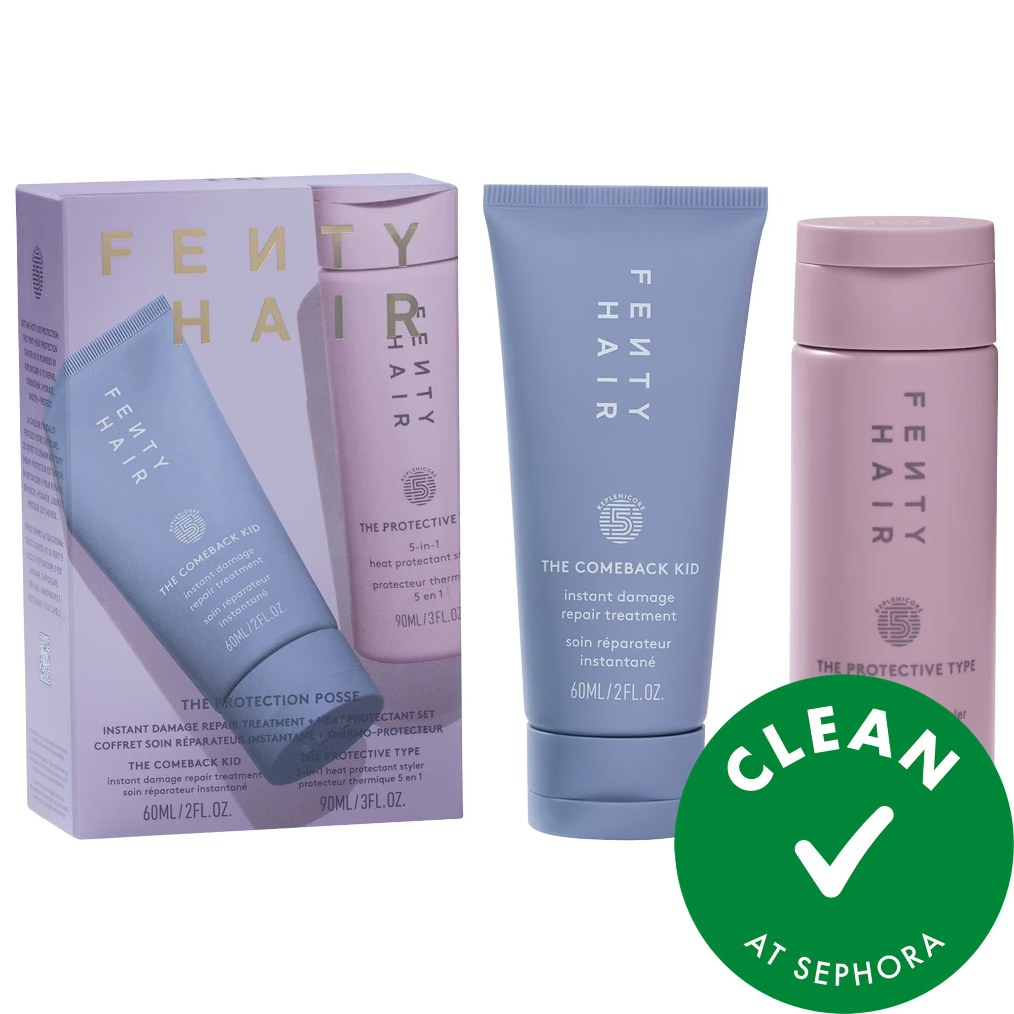 Fenty Beauty by Rihanna The Protection Posse Instant Damage Repair Treatment + Heat Protectant Set | Sephora (US)