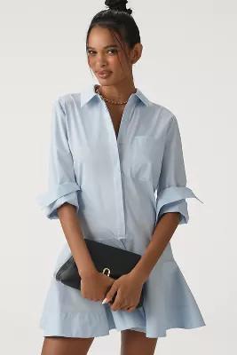 English Factory Long-Sleeve A-Line Mini Shirt Dress | Anthropologie (US)