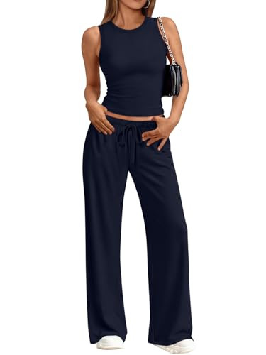 Trendy Queen Women's 2 Piece Summer Lounge Sets Butter Soft Tank Top & High Waisted Wide Leg Pant... | Amazon (US)