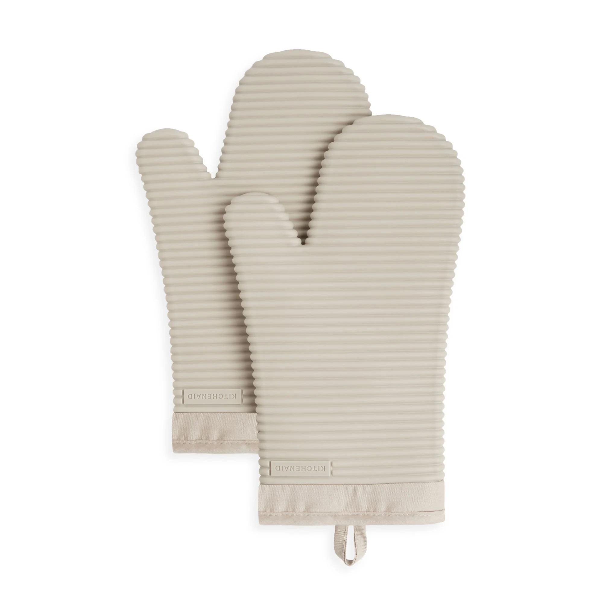 KitchenAid Ribbed Soft Silicone Oven Mitt 2-Pack Set, Milkshake Tan, 7.5"x13" | Walmart (US)