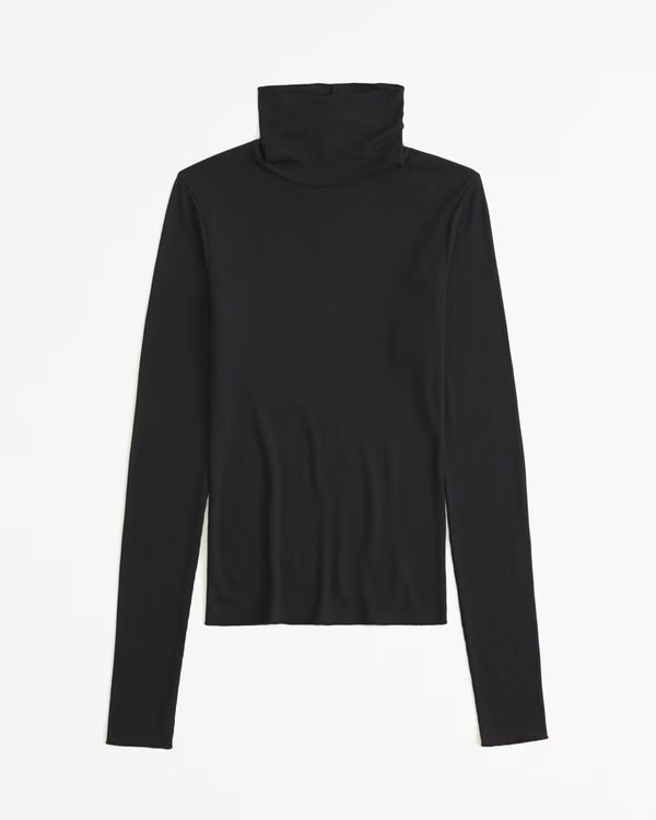 Long-Sleeve Featherweight Rib Turtleneck Top | Abercrombie & Fitch (US)