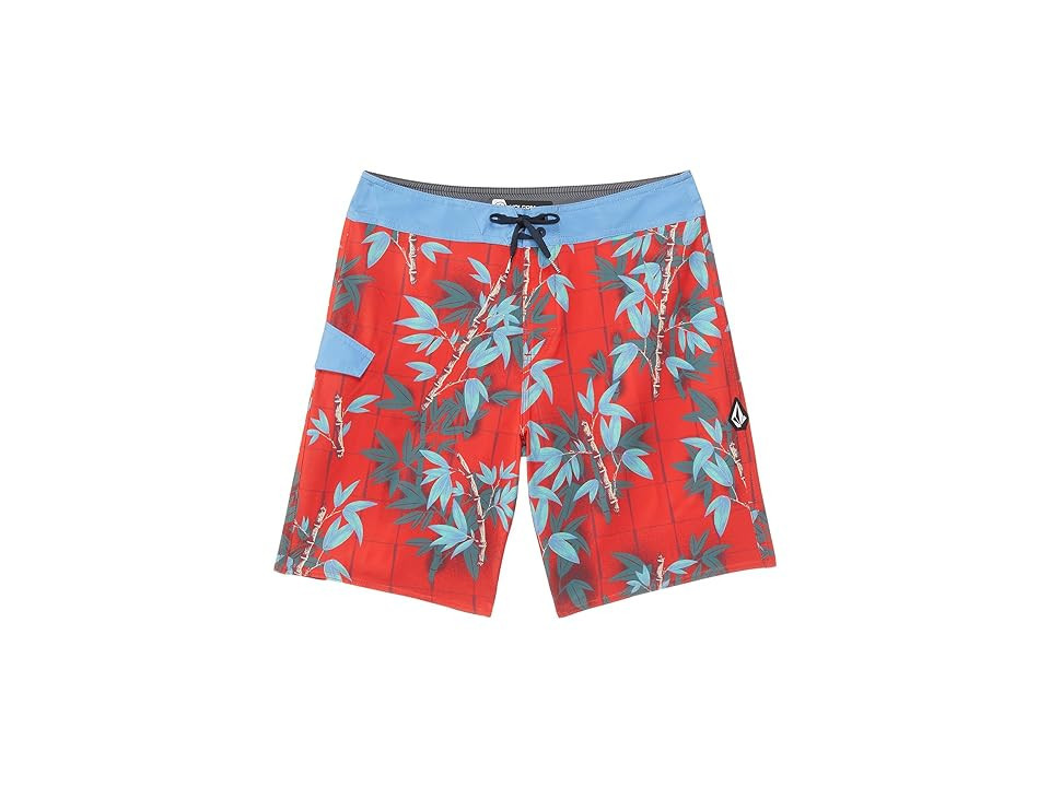 Volcom Kids Lido Print Mod (Big Kids) Boy's Swimwear Flash Red : 26 (12 Big Kids), Elastane/Polyester | Zappos