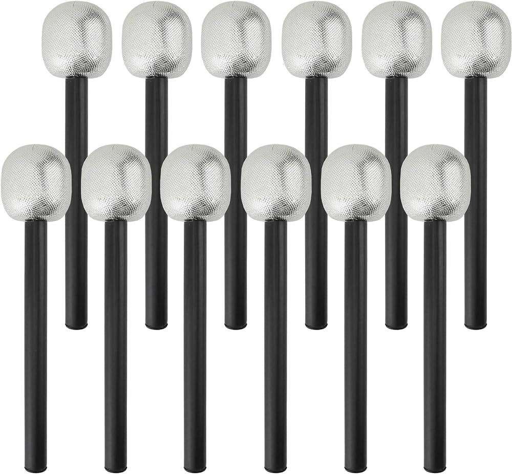 Skeleteen Stage Mic Costume Prop - Rock Star Toy Microphone Party Favor Decorative Props Costume Accessory - 1 Dozen | Amazon (US)