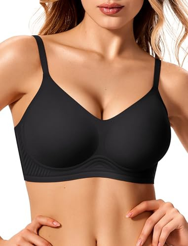 LetsJoli Jelly Bras for Women No Underwire Wireless Tshirt Bra Push Up Black Bralettes w Support(Black,M) | Amazon (US)