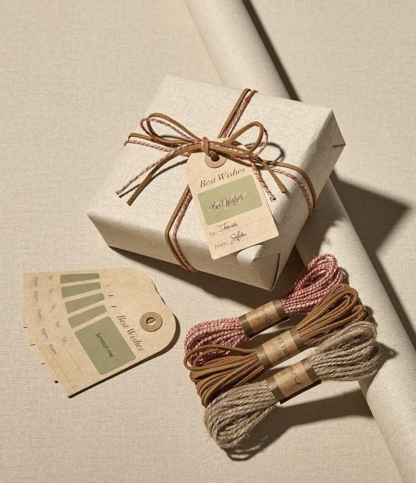 Vitalizart Textured Wrapping Paper Set 17" Roll Twine Ribbons & Tags Extra Thick All-in-One Neutr... | Amazon (US)