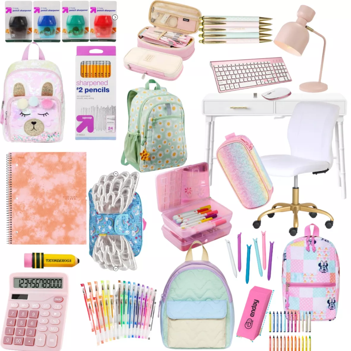 Enday Back to School Supplies for Kids Pink School Supply Box School Gift  New