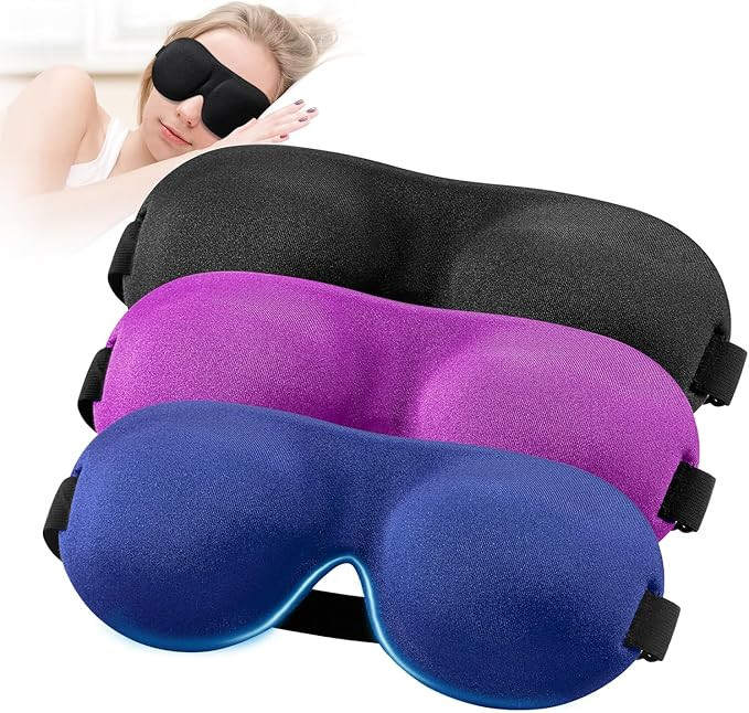 YIVIEW Sleep Mask for Back and Side Sleeper Pack of 3, 100% Light Blocking 3D Eye Masks for Sleep... | Amazon (US)