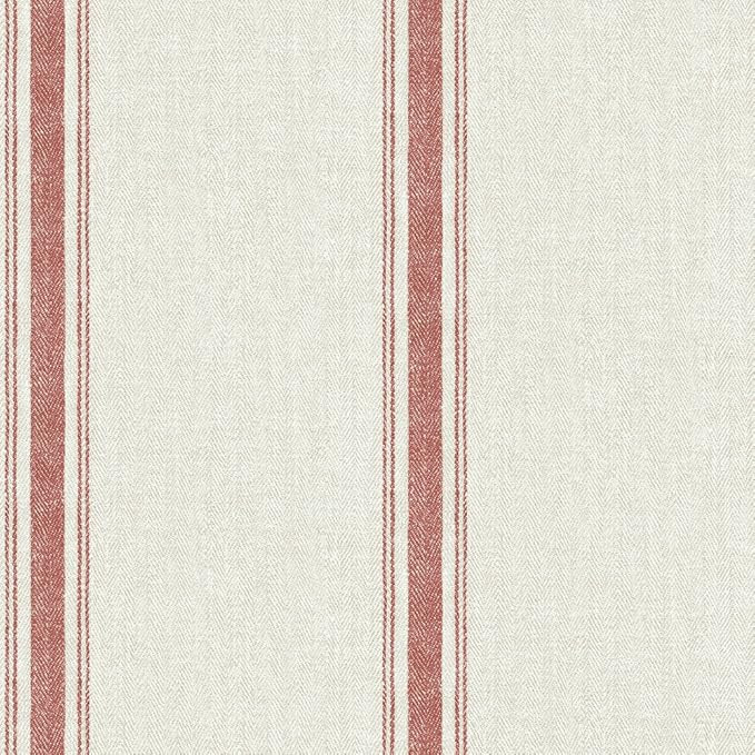 Chesapeake 3115-12464 Linette Burnt Sienna Fabric Stripe Wallpaper, Burnt Sienna | Amazon (US)