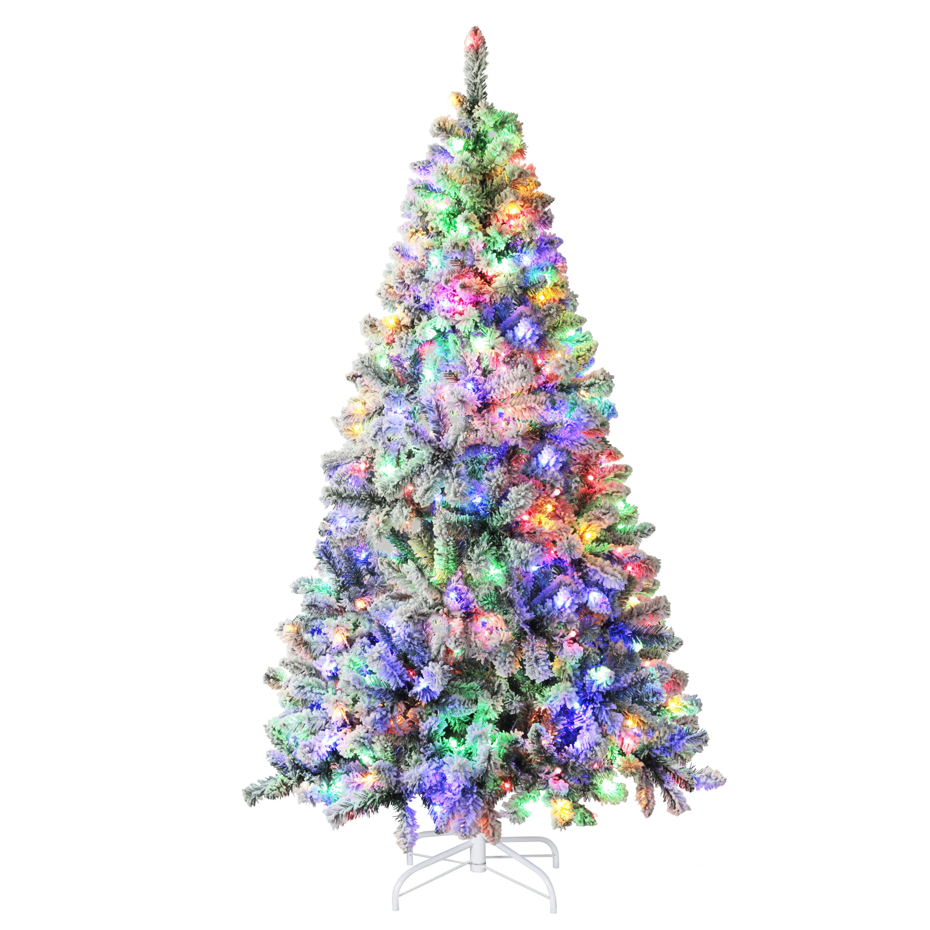 VEIKOUS 6-ft Pine Pre-lit Flocked Assorted Artificial Christmas Tree with LED Lights | HP1001-22-1 | Lowe's