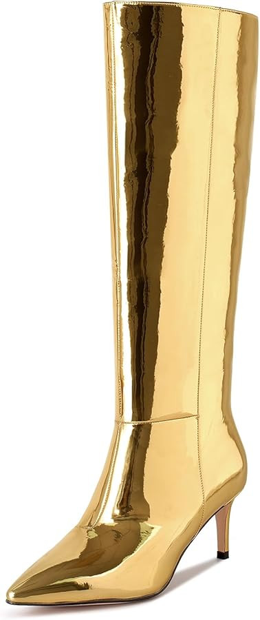 wetkiss Knee High Boots for Women, with Kitten Heel and Pointed Toe Design, Classic and Sexy | Amazon (US)