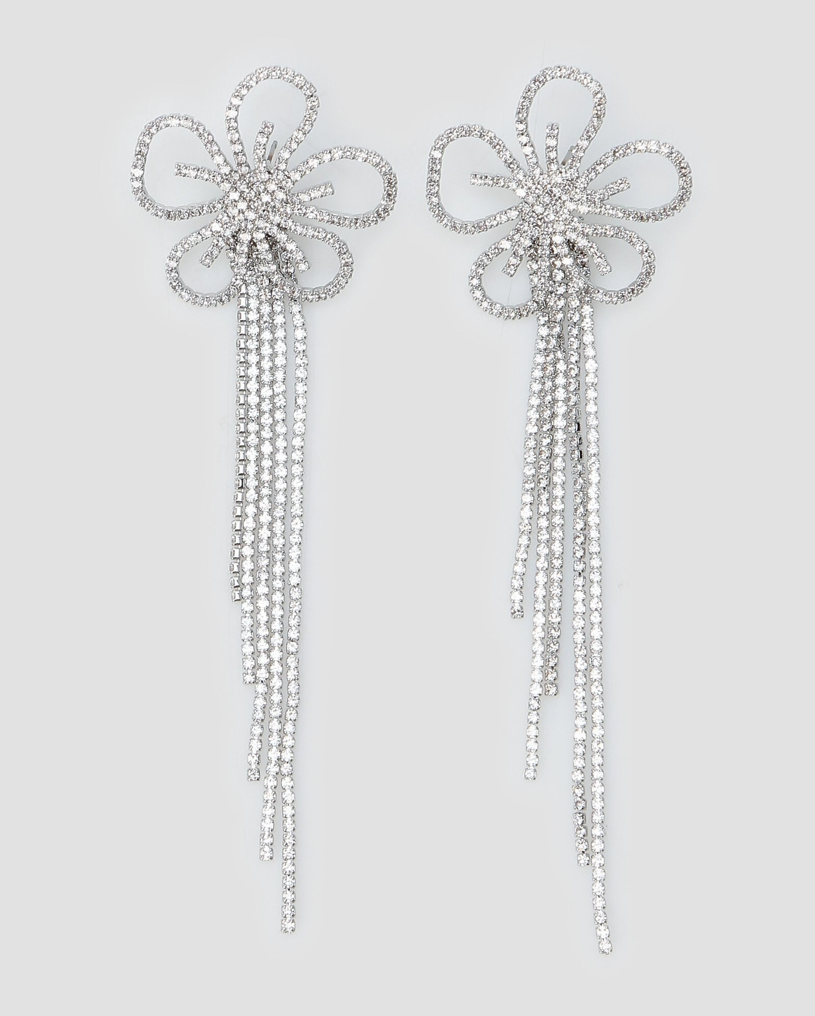 Brinco feminino cascata com flor strass prata | Accessori by Riachuelo | Riachuelo (BR)