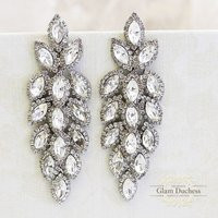 Rose Gold Bridal Chandelier Earrings, Silver Crystal Cz Bridesmaid Drop Prom Earrings | Etsy (US)