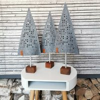 Minimalist Wood & Felt Mini Christmas Tree, Decoration With Light, Modern Decor, Felted Ornaments | Etsy (US)