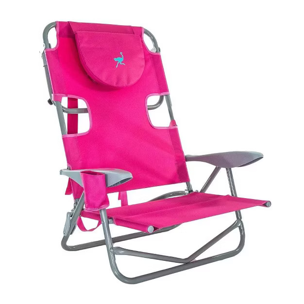 Ostrich On-Your-Back Outdoor Lounge 5 Position Reclining Beach Lake Chair, Pink | Target