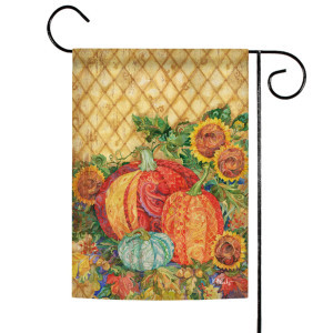 Orange and Yellow Boho Pumpkins Outdoor Garden Flag 18" x 12.5 | Christmas Central